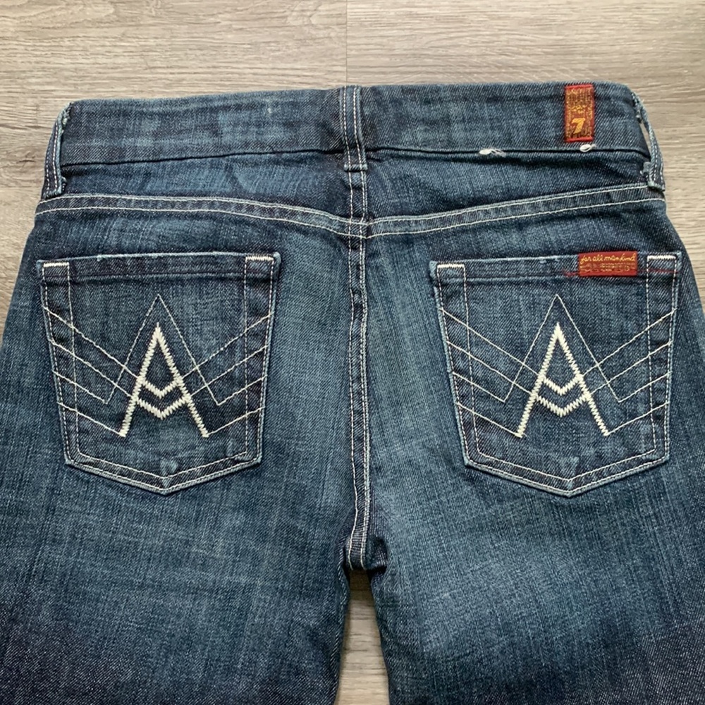 NWOT 7 for all mankind “A” pocket low rise flip flop flare jeans 25 vintage